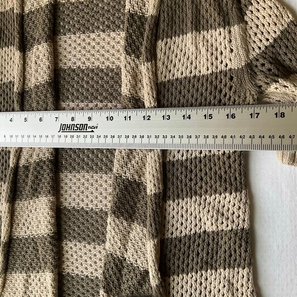 Xhilaration Women Cardigan size S Open Front Mock Knit Stripes Gray & Beige - Picture 3 of 8